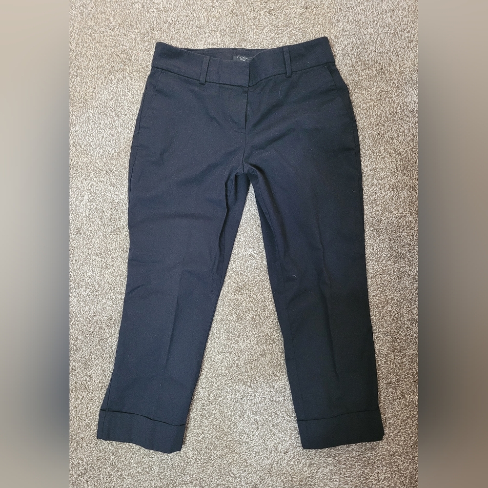 Ann Taylor Black Petite Pants Dress Capri Dark Black Like New